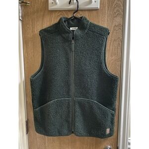 Rowm Mens Solid Bonded Knit Sherpa Full Zip Mockneck Vest Leaf Green Size M Soft